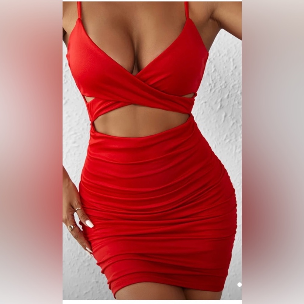 Elegant Red Cut-Out Dress